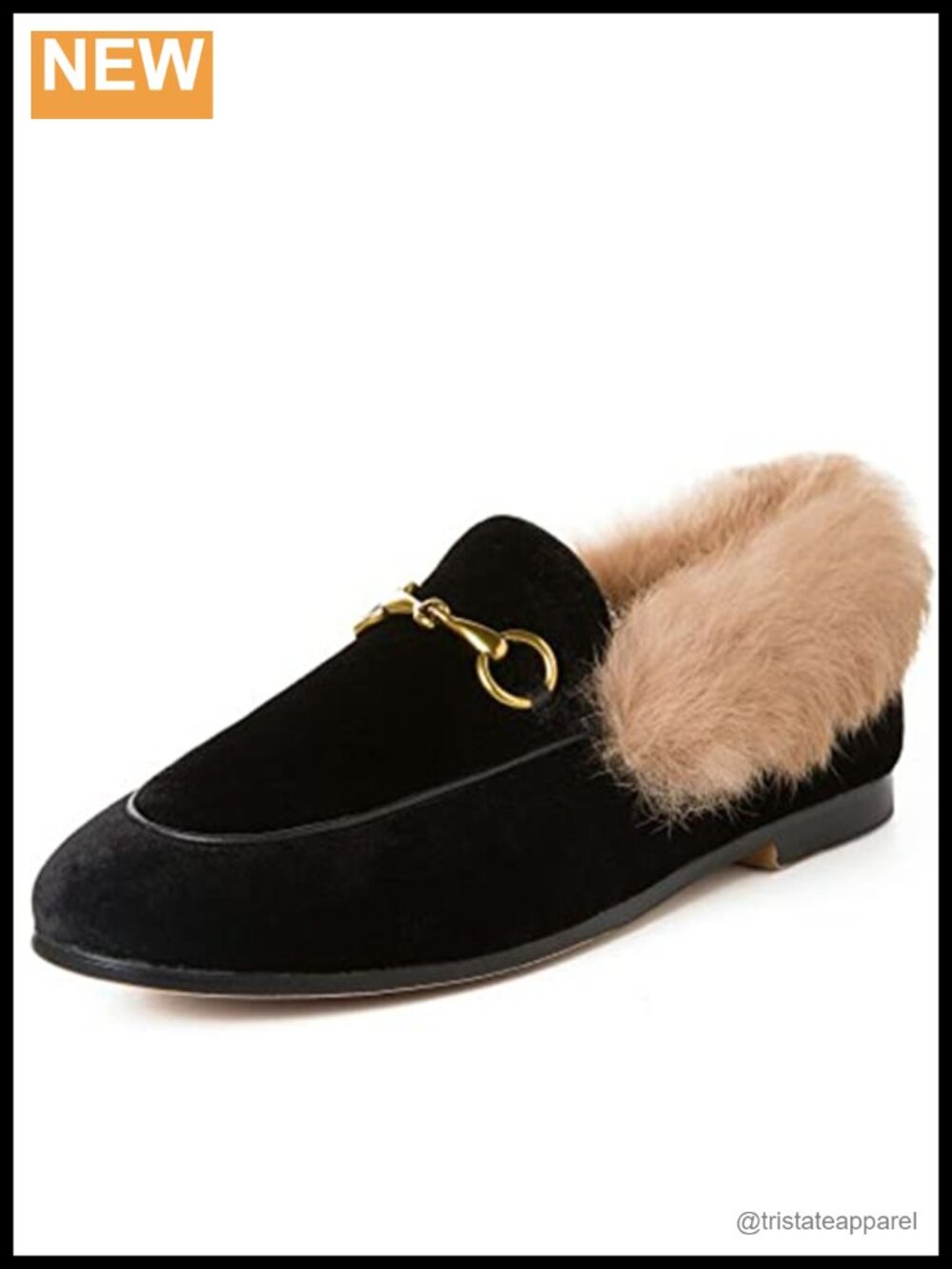 Gold Chain Slip On Fur Loafer Mules
